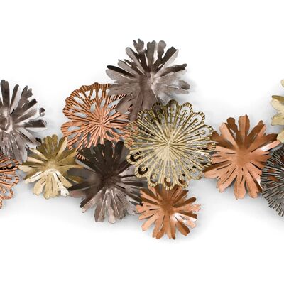 ADM – Metallbild „Stilisierte Blumen und Blätter“ – mehrfarbig – 65 x 123 x 9 cm