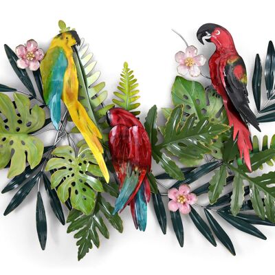 ADM - 'Parrots' metal picture - Multicolored color - 72 x 103 x 7 cm