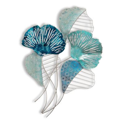 ADM - Metal picture 'Perforated leaves' - Blue color - 77 x 104 x 6 cm