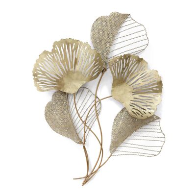 ADM - Metal picture 'Perforated leaves' - Gold color - 77 x 104 x 6 cm