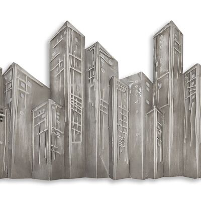 ADM - Metallbild 'City Profile' - Silberfarbe - 60 x 115,5 x 6 cm