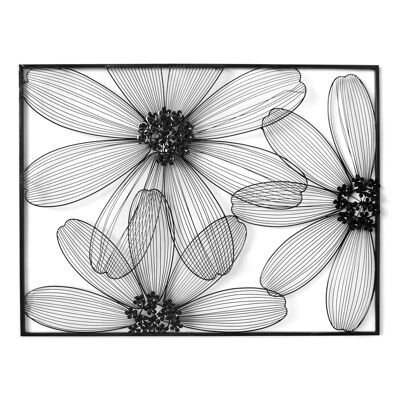 ADM - Cuadro metálico 'Margaritas' - Color negro - 78 x 101 x 4 cm