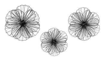 ADM - Peinture métal 'Fleurs perforées' - Couleur noire - (39 x 39 x 10) + (49 x 49 x 10) + (59 x 59 x 10) cm 5