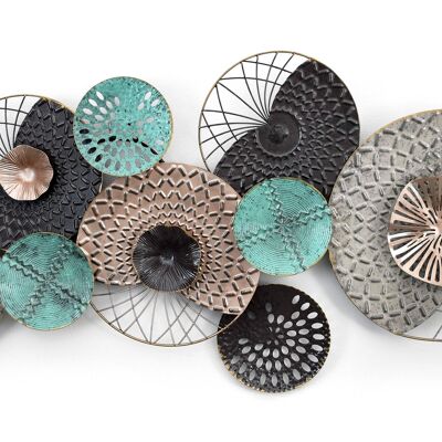 ADM - Metal painting 'Composition of perforated discs' - Multicolor color - 59 x 116 x 7 cm