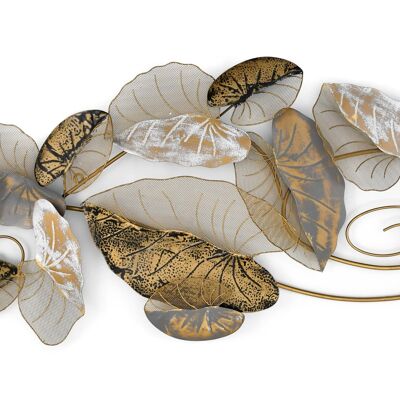 ADM - Metal painting 'Composition of leaves' - Multicolored - 52 x 111 x 9 cm
