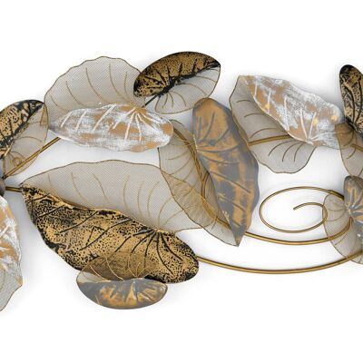 ADM - Metal painting 'Composition of leaves' - Multicolored - 52 x 111 x 9 cm