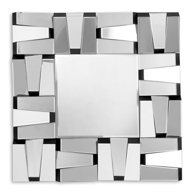 ADM - Modern design mirror 'Rectangles with embossing' - Mirror Color - 80 x 80 x 5 cm