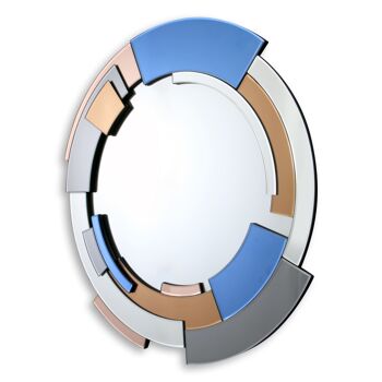 ADM - Miroir design moderne 'Abstrait avec bandes circulaires' - Miroirs colorés - 80 x 80 x 3 cm 6