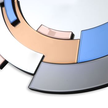 ADM - Miroir design moderne 'Abstrait avec bandes circulaires' - Miroirs colorés - 80 x 80 x 3 cm 7