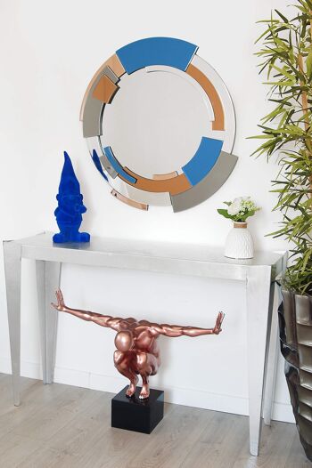 ADM - Miroir design moderne 'Abstrait avec bandes circulaires' - Miroirs colorés - 80 x 80 x 3 cm 8