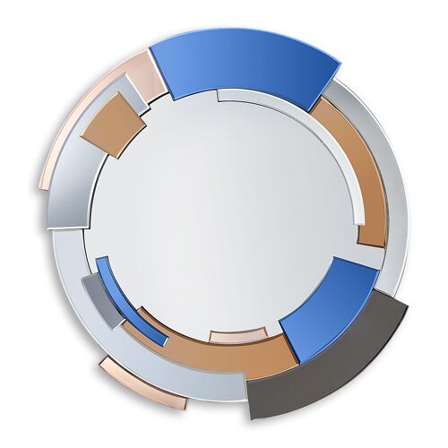 ADM - Specchio design moderno 'Astratto a fasce circolari' - Colore Specchi colorati - 80 x 80 x 3 cm
