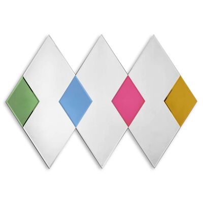 ADM - Espejo de diseño moderno 'Rombi' - Color Espejos de colores - 100 x 70 x 2 cm