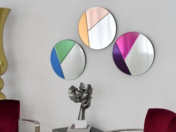 ADM - Miroir design moderne 'Trio de miroirs colorés' - Couleur Miroirs colorés - (50 x 50 x 2 cm) * 3pcs 6