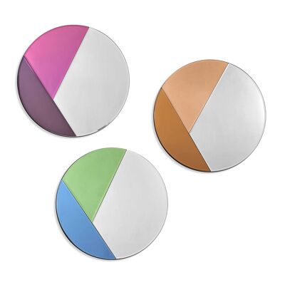 ADM - Espejo de diseño moderno 'Trío de espejos de colores' - Color Espejos de colores - (50 x 50 x 2 cm) * 3uds