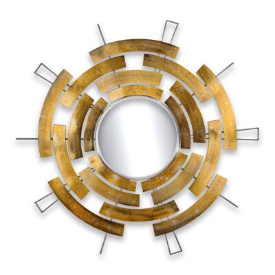 ADM - Espejo de diseño moderno 'Magnetic flux' - Color dorado - 92 x 92 x 4 cm