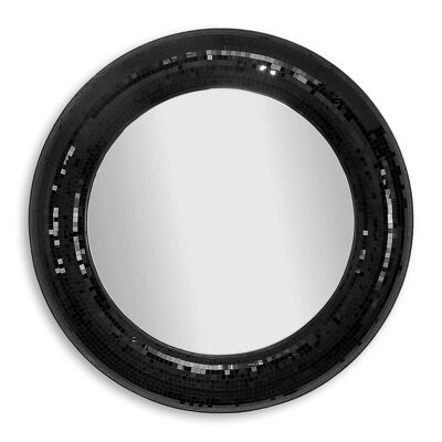 ADM - Miroir design moderne 'Round' - Couleur noir - 102 x 102 x 6 cm