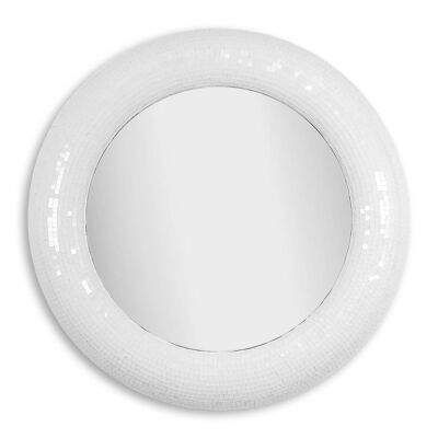 ADM - Miroir design moderne 'Round' - Coloris blanc - 102 x 102 x 6 cm