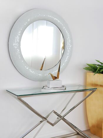 ADM - Miroir design moderne 'Round' - Coloris blanc - 102 x 102 x 6 cm 4