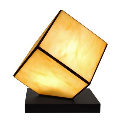 ADM - Lámpara de mesita de noche 'Abat-Jour cube' - Color amarillo - 24 x 22 x 22 cm