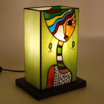 ADM - Lampe de chevet 'Abat-Jour Femme Ethnique Moderne' - Couleur verte - 29 x 21 x 16 cm 8
