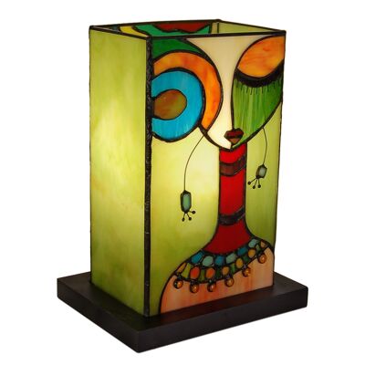 ADM - 'Abat-Jour Woman Ethnic Modern' Nachttischlampe - Grüne Farbe - 29 x 21 x 16 cm