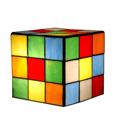 ADM - Bedside Lamp 'Rubik Cube Lampshade' - Multi-Colour - 15 x 15 x 15 cm