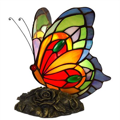 ADM - Lampe de chevet 'Papillon' - Multicolore - 22,5 x 18,5 x 16 cm