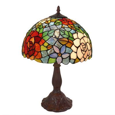 ADM - Lampada da tavolo 'Lampada con rose' - Colore Multicolore - 46 x Ø31 cm