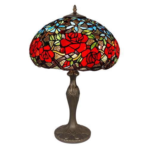 ADM - Lampada da tavolo 'Lampada floreale' - Colore Rosso - 60 x Ø37 cm
