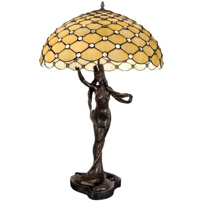 ADM - Lámpara de sobremesa 'Escultura lámpara con gemas' - Color amarillo - 85 x Ø54 cm