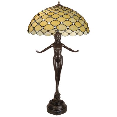 ADM - Table lamp 'Sculpture lamp with gems' - Yellow color - 98 x Ø54 cm