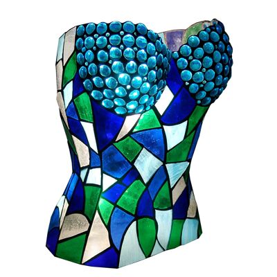 ADM - Lampe à poser 'Lampe sculpture de table Corsage' - Couleur bleu - 40 x 29 x 23 cm
