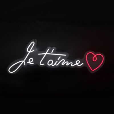 ADM - 'Je T'aime' LED-Schilder - Weiße Farbe - 28 x 70 x 2 cm
