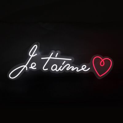 ADM - Insegne led 'Je T'aime' - Colore Bianco - 28 x 70 x 2 cm