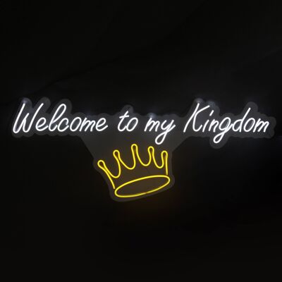ADM – LED-Schild „Welcome to my Kingdome“ – Weiß – 32 x 90 x 2 cm