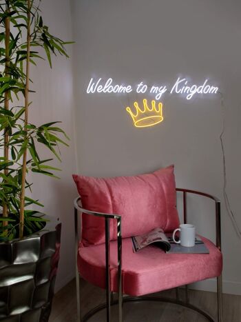 ADM - Panneau led 'Welcome to my Kingdome' - Blanc - 32 x 90 x 2 cm 3