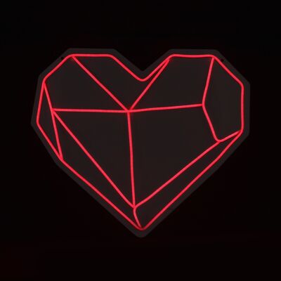ADM - Enseigne led 'Coeur géométrique' - Couleur rouge - 50 x 58 x 2 cm