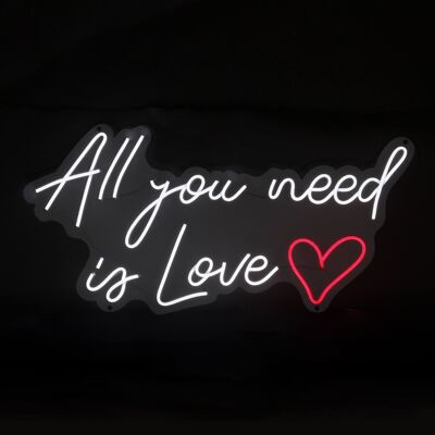 ADM - Insegne led 'All you need is Love' - Colore Bianco - 35 x 70 x 2 cm