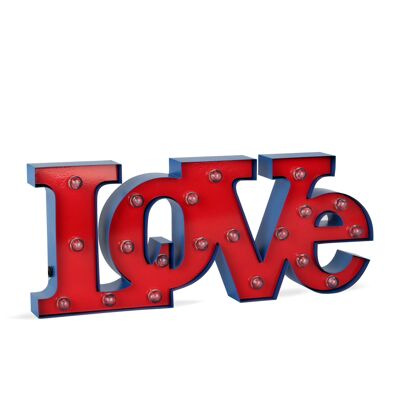 ADM - Symboles avec ampoules 'LOVE' - Couleur rouge - 18 x 45 x 5 cm