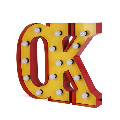 ADM - Simboli con lampadine 'OK' - Colore Giallo - 61 x 71 x 10 cm