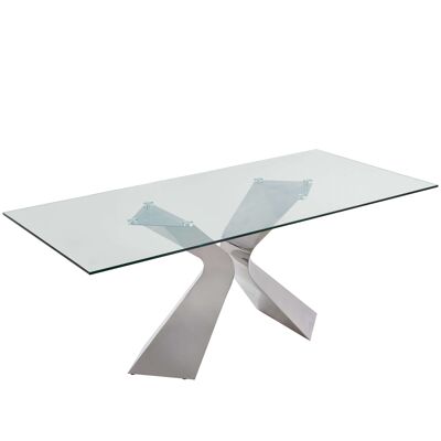 ADM - Tavolo da pranzo 'Ics serie Luxury' - Colore Argento - 75 x 180 x 90 cm