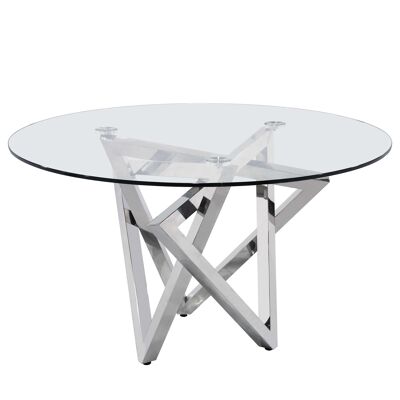 ADM - Table à manger 'Triangoli Luxury Series' - Couleur argent - 75 x 130 x 130 cm