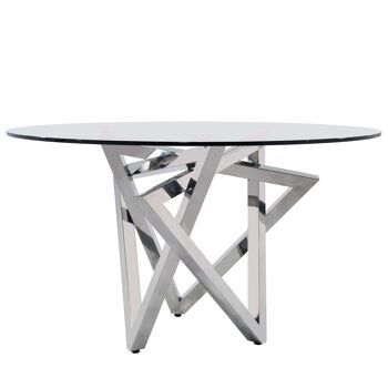 ADM - Table à manger 'Triangoli Luxury Series' - Couleur argent - 75 x 130 x 130 cm 2