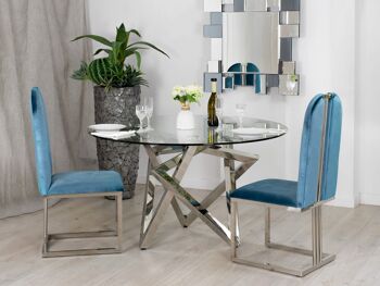 ADM - Table à manger 'Triangoli Luxury Series' - Couleur argent - 75 x 130 x 130 cm 3