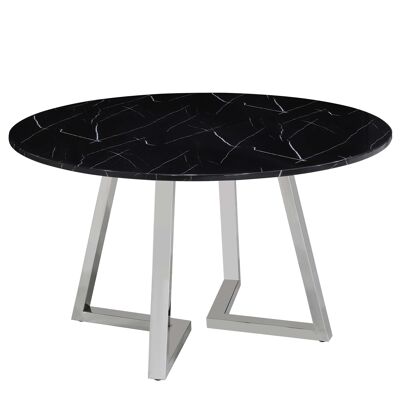 ADM - Table à manger 'V-Way Luxury Series' - Couleur noire - 75 x 130 x 130 cm