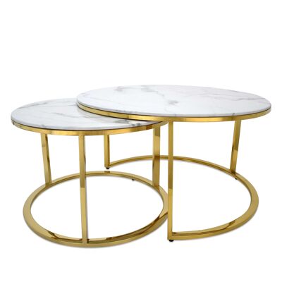 ADM - Tavolino da salotto 'Eclipse serie Luxury' - Colore Oro - A: 45 x Ø80 cm - B: 42 x Ø60 cm