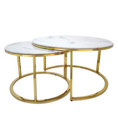 ADM - Coffee table 'Eclipse Luxury series' - Gold colour - A: 45 x Ø80 cm - B: 42 x Ø60 cm