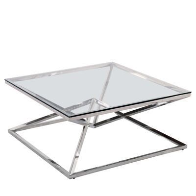 ADM - Tavolino da salotto 'Duble Pyramide serie Luxury' - Colore Argento - 44 x 100 x 100 cm
