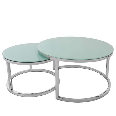 ADM - 'Eclipse Luxury series' coffee table - Light blue color - A: 44 x Ø80 cm - B: 38 x Ø60 cm