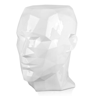 ADM - Bout de canapé 'Tête d'homme à facettes' - Coloris blanc - 55 x 50 x 42 cm